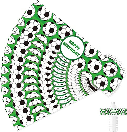 DUXUANT 24 Stück Wasserflaschenetiketten Fußball Happy Birthday Wasserflaschenetiketten Wasserflaschenaufkleber Etiketten für Babyparty Dekor Dessert Tischumwicklungen Geburtstag Party Dekorationen
