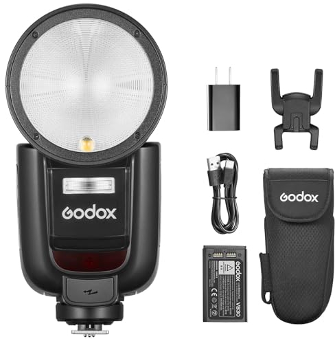 Godox V1Pro-N Round Head Camera Flash Speedlite, 76W 2.4G Camera Flashgun with Detachable Sub Flash SU-1, 2980mAh Li-ion Battery, HSS TTL Speedlight Flashfor D750 D810 Z7 Z6 Z8 Z7II