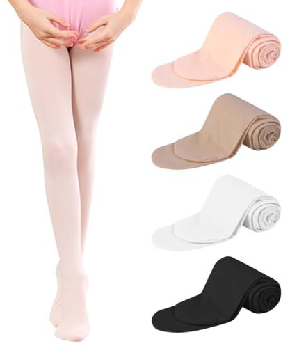 ACMEDE 4 paia Collant da balletto da ragazza, taglia 90-175 cm, Collant da ragazza, donna opaco 90 D, Collant da danza con piede Collant Leggings Balletto Ultra-stretch 2 anni - adulti, 4 pacchetti