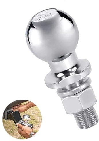 Trailer Hitch Ball 50mm Heavy Duty Tow Ball with 25mm Threaded Hitch Pin Trailer Ball Car Acessories for Towing Trailers Trucks Tractor