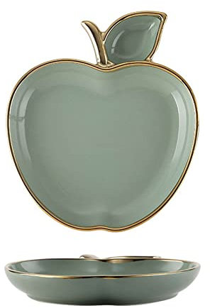 UIONBUN Unterteilte Essteller, Teller zur Portionskontrolle, einfarbige apfelförmige Chip-Platte aus Porzellan for Servieren, unterteilte Serviertabletts, Gewürz-Snack-Teller-Set, 2–8 Zoll(Aqua)