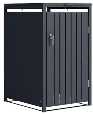 Outdoor Wheelie Bin Storage Cover, Anthracite Grey, Galvanised Steel, Lockable Doors (Single)