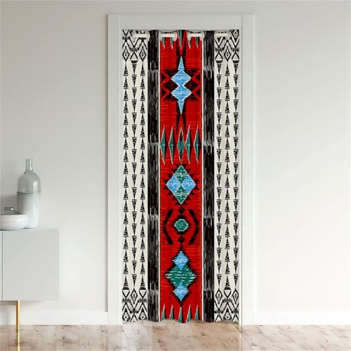 Odot Tende Oscuranti per Interni Porta, Stile Etnico Stampa 3D Tende con Occhielli per Interni Tenda Divisoria per Stanza Tenda Porta Isolamento Termico per Finestra (80x180cm,Geometrico)