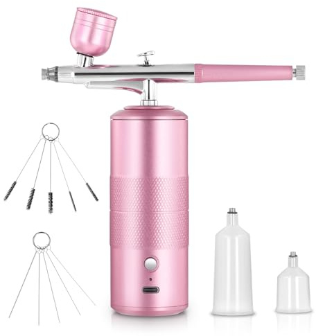 Aofesel Tragbare Hand Airbrush Pistole, Wiederaufladbare Mini Airbrush Set mit Kompressor, Perfekt für Make-up, Graffiti, Tätowierungen, Nägel, Gesichtsbemalung, Kunstmalerei, Kuchendekoration