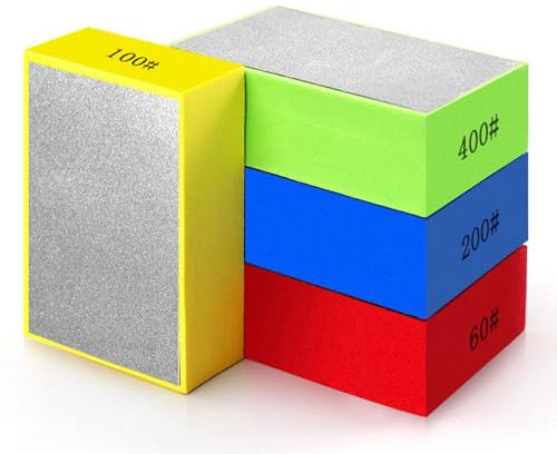 4 Stück Diamant-Handpolierpads,Diamant-Schleifblock-Set,Glas Schleifen Pads Schleifschwämme,Schleifblöcke Polierpads Glas-Schleifpads Polierpads für Granit, Marmor, Keramik 60#100# 200# 400#