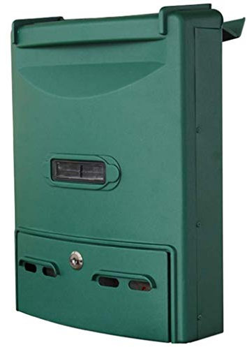 CWCQGH Cassette delle Lettere a Parete con Chiavi Cassetta Postale sicura Impermeabile per Esterni Cassetta Postale in Metallo di Grandi Dimensioni, Verde