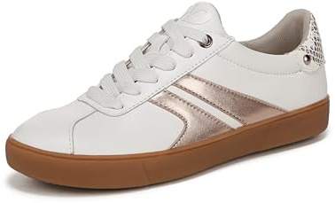 Naturalizer Womens Medina Sneaker White/Rose Metallic Leather 8.5 W