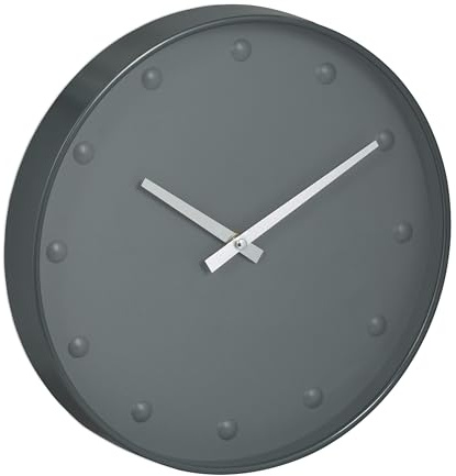 Relaxdays Wanduhr, Moderne Uhr, Stunden- & Minutenzeiger, Ø 30 cm, Wohnzimmer Küche, Büro, analoge Zimmeruhr, grau | Wohnzimmer Küche, Büro, analoge Zimmeruhr