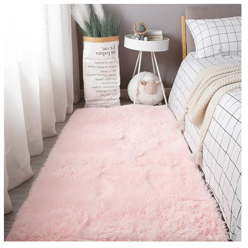 GOUSANG Tappeto in Finta Pelle di Pecora-Agnello 70 x 120 cm Ideale per Salotto e Camera da Letto di Pecora Tappeto per Salotto, Camera da Letto, Corridoio, Cucina, Rosa