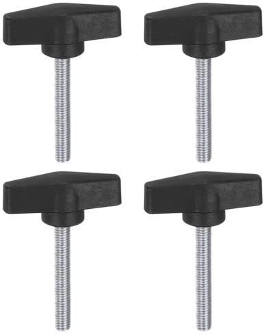QUARKZMAN 4 Stück Rändelschrauben mit T Flügelknöpfe M8 x 50mm Kunststoff T-Kopf Kohlenstoffstahl 55mm Gewindebolzen Klemmschraube Flügelschraube Haltegriffe Klemmknopf für Maschine