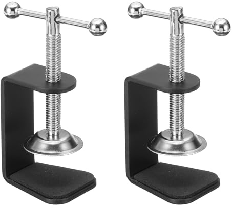 PATIKIL Aluminum Alloy Desk Clamp, 2Pcs Universal C Clamps Heavy Duty g Clamp Base 0-45mm Clip Range Stand Bead Handle Mounting Accessory Cabinet Clamps for Tables Woodworking Welding