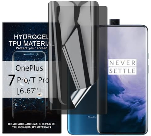Glcrrpu Paquete de 2 protectores de pantalla de hidrogel de privacidad para OnePlus 7 Pro/OnePlus 7T Pro [6.65 pulgadas] [antiespía] película protectora de TPU flexible autorreparable [no vidrio