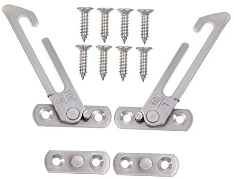 DOITOOL 4 Sätze Fenster begrenzer Conditioner stoppt Punkt Riegel Einheit fensterklammer fensterklemme fensterclip Fenstersicherungen für Schiebefensterhaken Rostfreier Stahl Silver