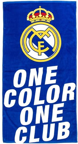 Toalla Real Madrid – Toalla Oficial con Diseño Exclusivo, Escudo y Colores del Club, Ideal para Playa, Piscina, Baño o Deporte, Accesorio Práctico para Aficionados al Fútbol