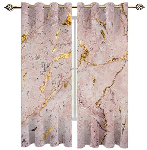 KBDQGX Kinder Gardinen Kinderzimmer Junge Mädchen Blickdicht Foundation Goldmarmor 280X260Cm 2Er Set Verdunkelungsvorhang Thermovorhang Hitzeschutz Vorhänge Wohnzimmer Schlafzimmer Vorhänge Mit Ösen