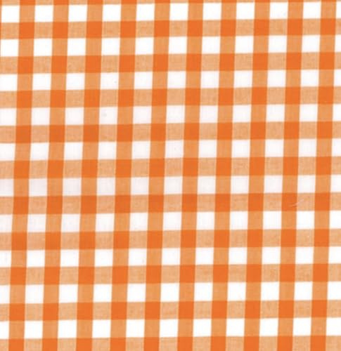 AYA Fashion 1/4 Gingham Check Squared Polycotton Fabric Checked Tablecloth Dressmaking Material 112cm Wide Lightweight Sold by 1 Meter - Orange