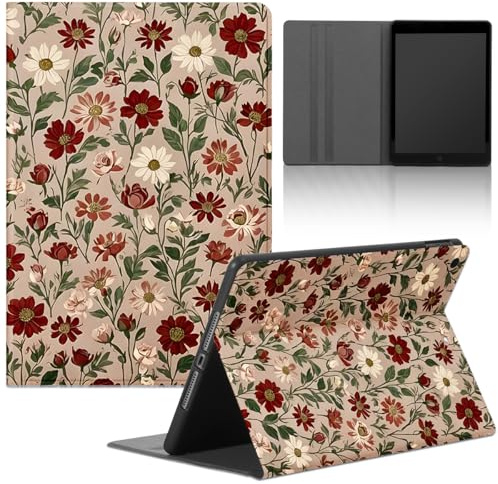 Stradvnaly Funda Tablet para Xiaomi Pad 5/ Mi Pad 5 Pro 11 2021,Cartoon Patrón Aesthetics Diseño Cárcasa mit Stand Función,PU Cuero Flip Bumper Protectora Cover,Ramo Rojo Blanco Hojas Verdes