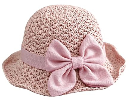 KABAKE Frauen Stroh Hut Faltbare breite Rand Floppy Beach Sonnenmützen, Eimer Cap mit Bowknot für Mädchen