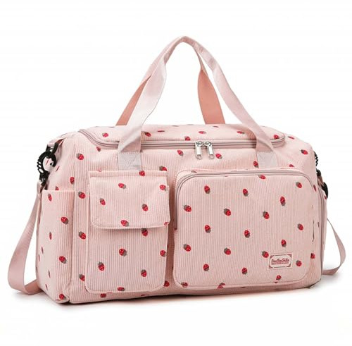Bolsa Deporte Mujer, Bolsa de Viaje con Compartimento Zapatos y Compartimento Mojado, Bolsas de Fin de Semana, 20-35L (Rosa)