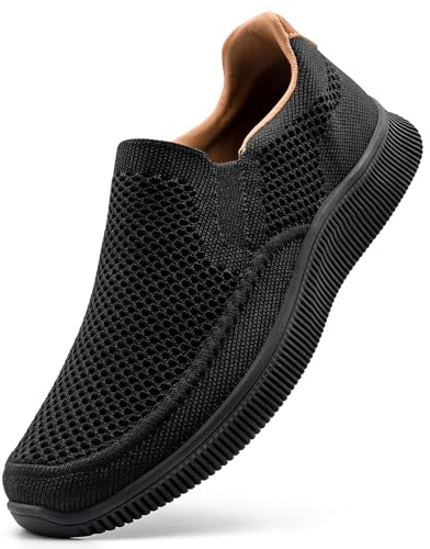 MrToNo Slip On sneakers herr dam sneakers sportskor fitness sporthall fritidsskor ventilerande lätta joggingskor löparskor för gator bekväma löparskor utomhus promenadskor, 1248 svart, 42 EU