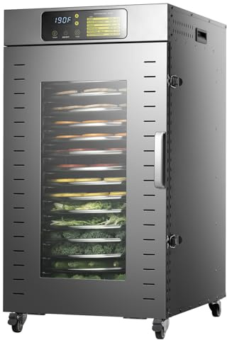 Septree 360 Rotary Dehydrator 16 Trays Commercial Large Capacity Automatic Rotation Food Machine with Timer, for Dog Jerky Treats, Dehydrator