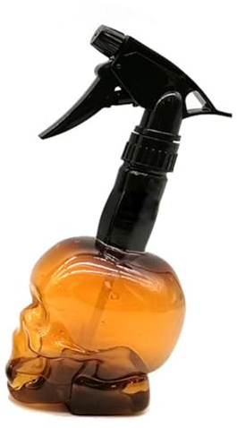 Botella de spray de peluquería, soporte de líquido, botellas de almacenamiento, modelado de calavera, rociadores de agua de niebla fina, accesorio de peluquería, color naranja