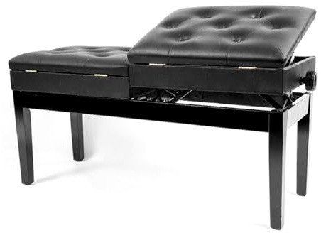 Verstellbarer Klavierhocker mit Musik-Aufbewahrungsbox, ergonomische Tastaturbank für Erwachsene und Kinder, stilvolles weißes Design, perfekt zum Üben und Aufführen