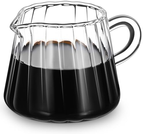 Alipis Glass Milk Jug High Borosilicate Creamer Pitcher for Milk Tea and Coffee Clear Frothing Pitcher Small Glass for Home Cafe and Restaurant