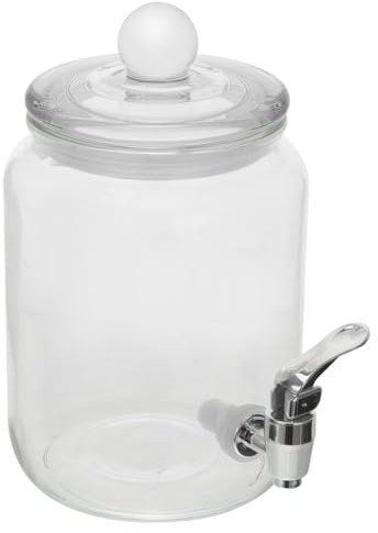 VALICLUD Barril De Bebida De Cristal 3 Litros Grifo Abs Práctico y Seguro Para Vino, Brandy y Whisky, Dispensador Frío Para Fiestas y Bodas, Jarra Para Servir Bebidas Heladas