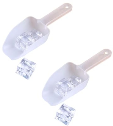 2Pcs White Plastic Ice Scoop,Kitchen Ice Scooper for Ice Maker, Ice Scooper for Ice Maker Kitchen Freezer Bar Wedding Party Small Food Scoops for Pet Animal Dog Food Candy Scoop Beach Shovel Tools