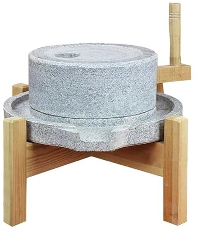 Mulino A Pietra Mulino A Mano Per Cereali Per Uso Domestico Macinatore Di Pietra,Macinino Manuale A Secco/Umido Con Struttura In Legno,Adatto Per La Casa E La Cucina(13.8x17.7in)