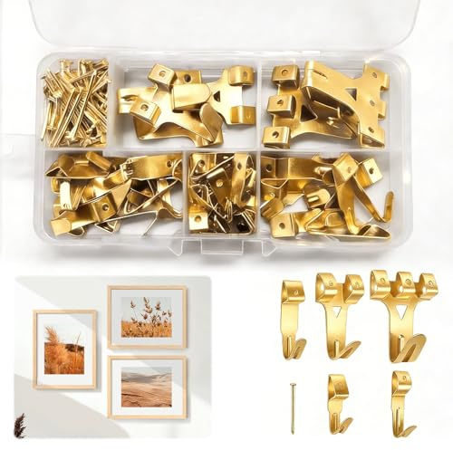 130 PCS Heavy Duty Picture Hooks,Picture Frame Hook Hangers,Heavy Duty Picture Hanging Kit,Stainless Steel Picture Hangers for Drywall and Wood Hanging Photos Mirrors Paintings