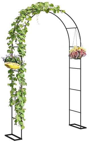 Outsunny Arche de Jardin avec 2 Bases, Arche Jardin pour Plantes Grimpantes Rosiers Vignes, Arche de Mariage pour Extérieur Jardin Cour, 145x39x237cm, Noir