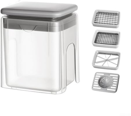 ZWEquipint 4-in-1 Stainless Steel Vegetable Chopper and Onion with Interchangeable Blades, Non-Slip Base, Includes Storage Container, Dishwasher Safe