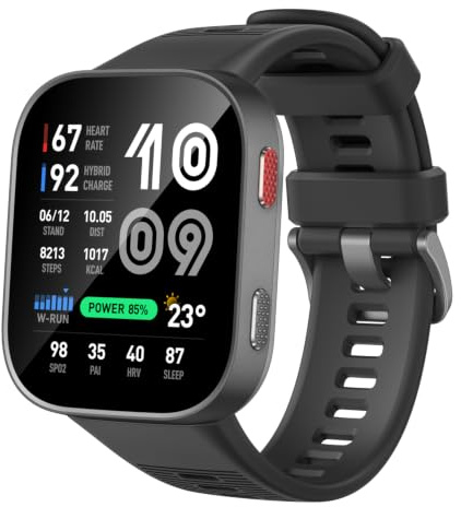 Amazfit Bip Max 50 mm Montre Connectée, Écran AMOLED 2,07, Autonomie 20 Jours, GPS & Cartes, 4 Go Stockage, Tracker d’Activité avec Entraînement Hybride, 150+ Sports, Mode HYROX, pour Android iPhone