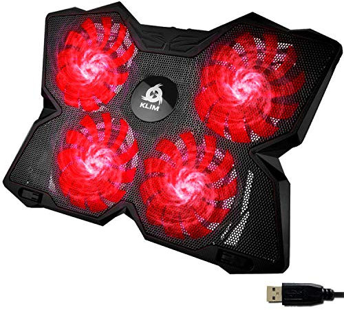 KLIM Wind Laptop Kühler - Mehr als 500 000 verkaufte Einheiten - NEU - Cooling Pad - USB Powered - Stabil und leise - 4 Lüfter - Laptop Cooler Für PC, Mac, Xbox One, PS4-15-17 Zoll - Rot