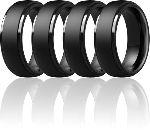 ThunderFit Silicone Men’s Wedding Rings, 10mm Wide 2.5mm Thick Rubber Wedding Bands-Variety Multipack 1-7