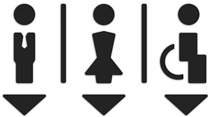 Signs - Klebe WC-Symbole, 15cm, Toiletten-Set Polygon SA113, WC-Zeichen Mann Frau Behinderte Pfeile (3 Symbole Ihrer Wahl, Schwarz)