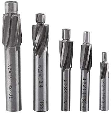 5 Stück M3-M8 4-Flöten HSS-AL Fräser Schlitzbohrer HRC65~68° Metall Fräsbohrer für Kupfer, Aluminium, Stahl, Gusseisen