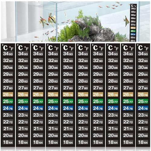 Mein HERZ 10 st självhäftande LCD-termometer, självhäftande 18–34 ℃/17,8–83 ° C rum akvarium hembryggning termometerremsa – flytande kristalldisplay