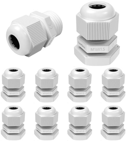 Lumonic 10x kabelgenomföring M16 PG9 IP67 metrisk d5-9mm I kabelgenomföring vattentät i grått I kabelgenomföringar, kabelgenomföring M16 PG9