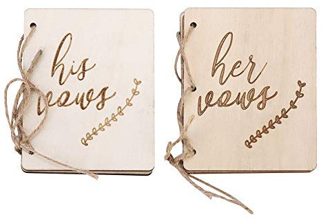 2 piezas Votos de boda Libro Cuerda de cáñamo de madera Libros de visitas Recuerdos Regalos de despedida de soltera Decoración de la boda[#3]