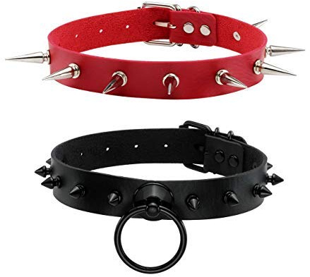 Manfnee Punk Gothic Halsband Halsreif PU Leder Spike Rivet Choker Halskette für Männer Frauen