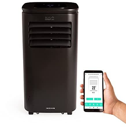 CREATE/SILKAIR CONNECT PRO/Condizionatore portatile 4 in 1, nero, con controllo WiFi, 9000 BTU, ultrasilenzioso, deumidificatore fino a 24L al giorno, estrazione aria calda