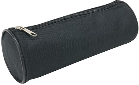 Waytex 931280 Federmäppchen, rund, 21 cm, Durchmesser 7,5 cm, Textil, Schwarz, einfarbig