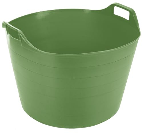 TENLITE Extra Large 75L Flexi Tub Storage Bucket/Multipurpose Rubber Flexible Container with Handles For Home & Garden - MADE IN U.K (Lime Green)