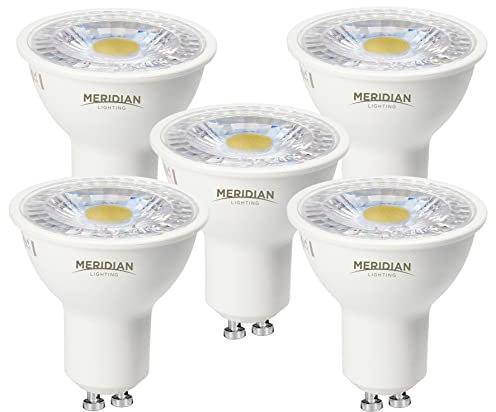 Countrywide Electrical Distributors LED GU10 Light Bulb Cool White 6500K, 50W Halogen Spotlight Equivalent, 4.5W 345lm, Non-dimmable, AC 220-240V, 38 Degree Beam Angle - 5pk