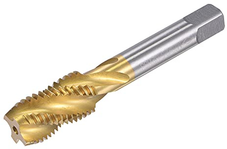 sourcing map Gewindebohrer mit Spiralnut M20 x 2.5 Maschinengewindebohrer | Gewindeschneidwerkzeug, Schnellarbeitsstahl, Titanbeschichteter, 4 Schneidiges, H2 Toleranz