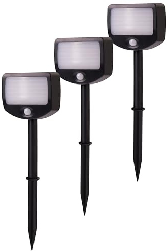 Northpoint LED Batterie Strahler Fluter Sicherheitsleuchte 3er Set mit Funk-Aktivierung Bewegungsmelder Dämmerungssensor (Outdoor)