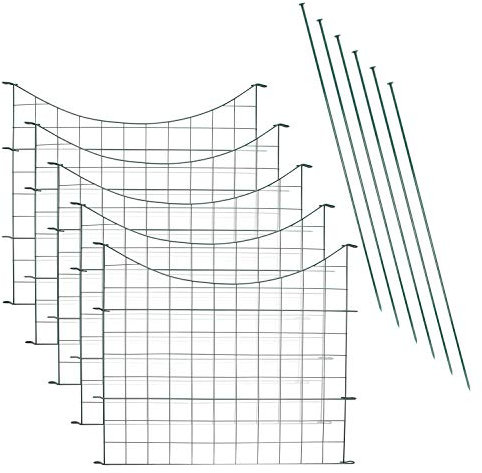 Yakimz 10 Stück Teichzaun Gartenzaun Komplettset, Gartenzaun Welpenauslauf Freigehege Begrenzung Zaun Metallzaun Zaunelemente Metallgitter, Länge 7,5 m (Unterbogen)